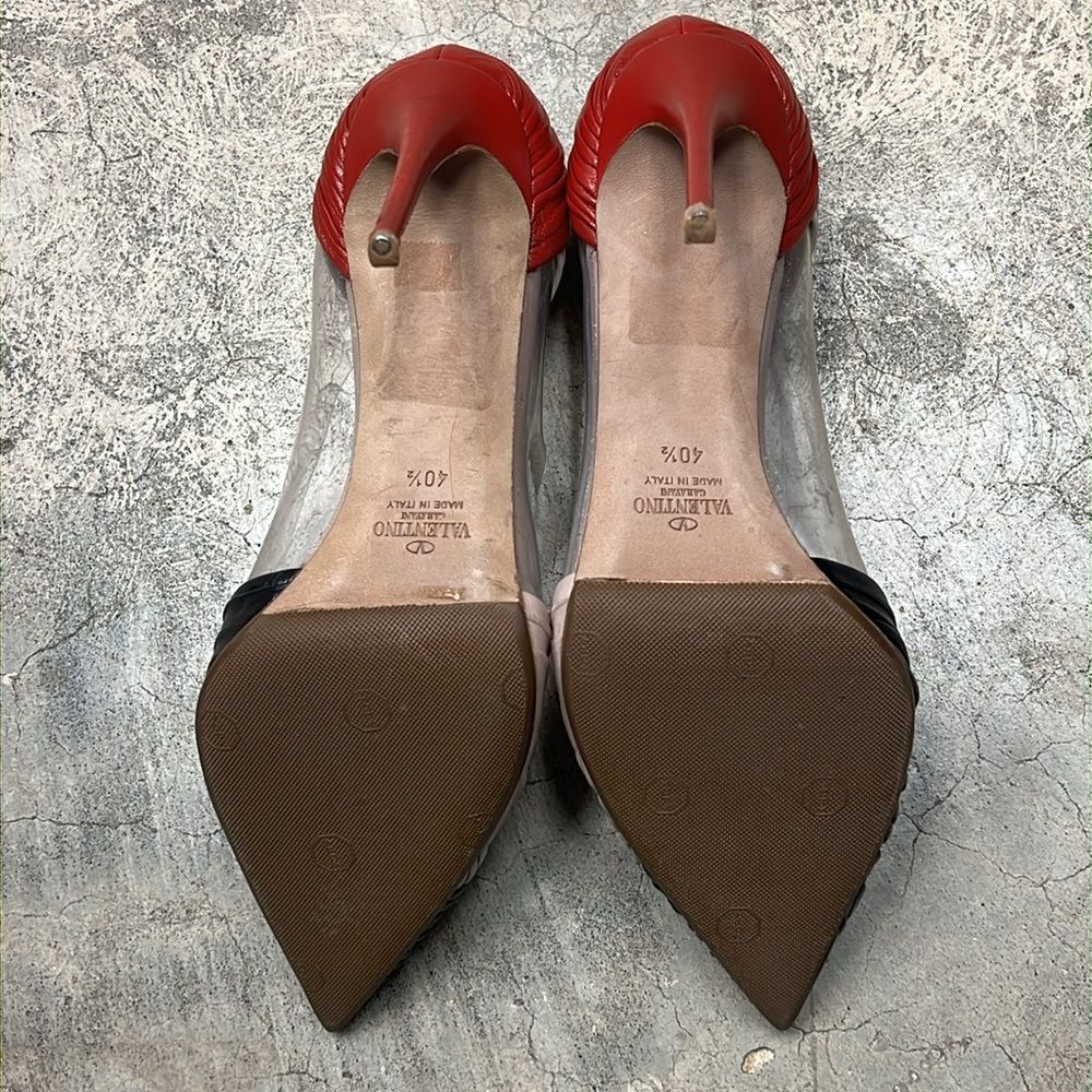 Valentino Red Black Nude PVC Pointed Toe D'Orsay Pump - Picture 7 of 7